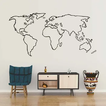 

Creative World Map Wall Sticker Modern Minimalism Vinyl Wall Art Decal For Kids Rooms Office Poster Home Decoration