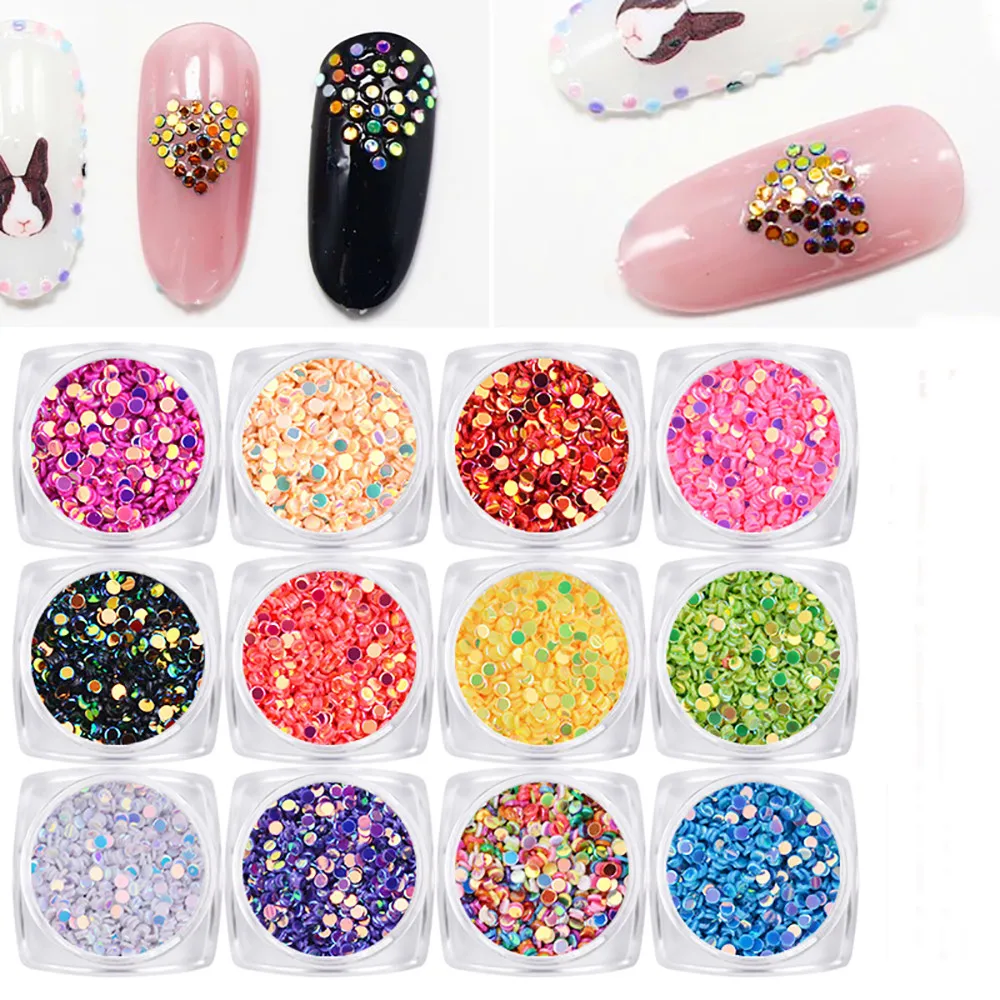 

12 Boxcristal nails Diamonds Dazzling Tips Nail Sticker Sequins Colorful Nail Art Decoration 3d rhinestone charm decoracion
