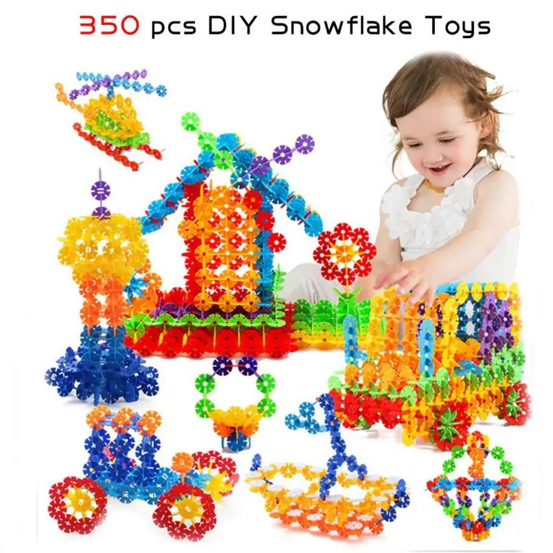 

Safe Plastic Blocks Toys 350pcs Snowflake Construction Toy flower Building Blocks Intelligence Exercise Toys For Children R4