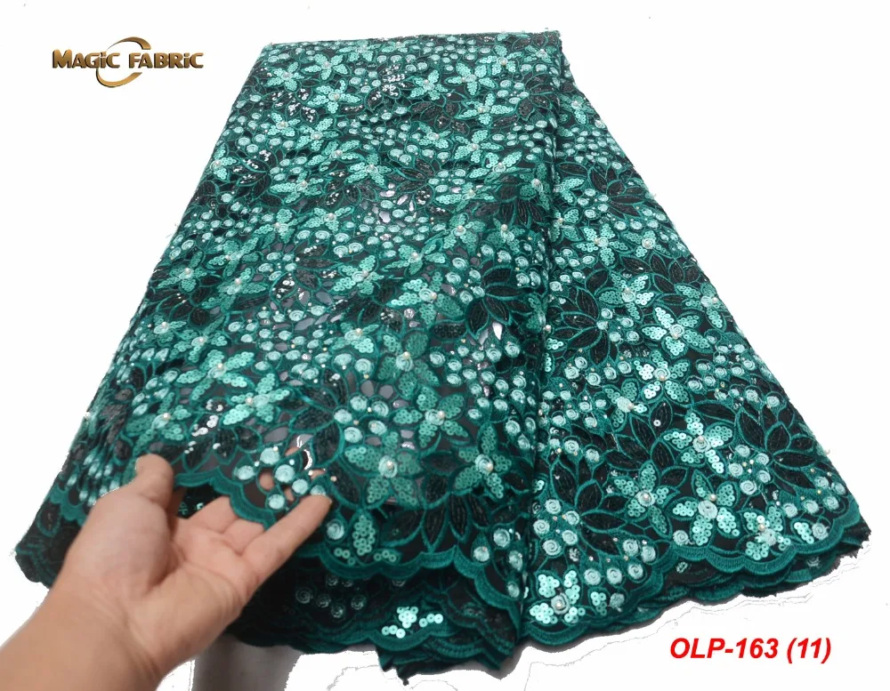 

Latest Nigerian double organza lace fabrics 2019 high quality African sequins lace fabric for wedding OLP-163
