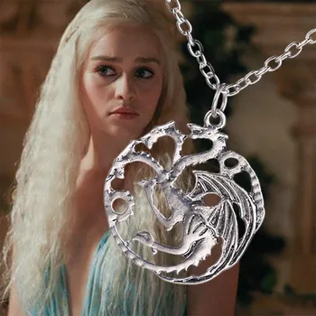 

60 pcs/lot Wholesale High quality Song Of Ice And Fire Game Of Thrones Targaryen Dragon Badge Necklace
