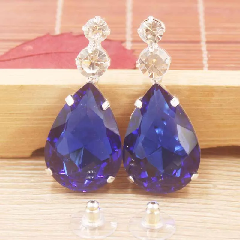 

zerongE Newarrival multi color high-quality rhinestone Earrings for lady Red&royal blue&red&green&Clear crystal luxury earring