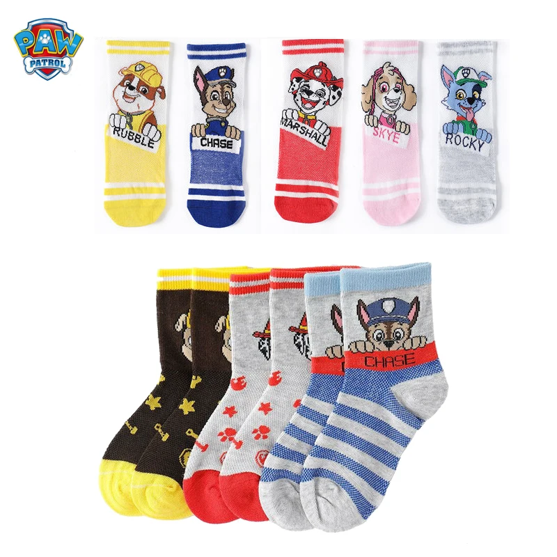 

2Pairs 4PC Genuine Paw Patrol Baby Kids Socks Spring Autumn Cotton Puppy Patrol Chase Skye Children's Sock for 2-9Y Sock Girls