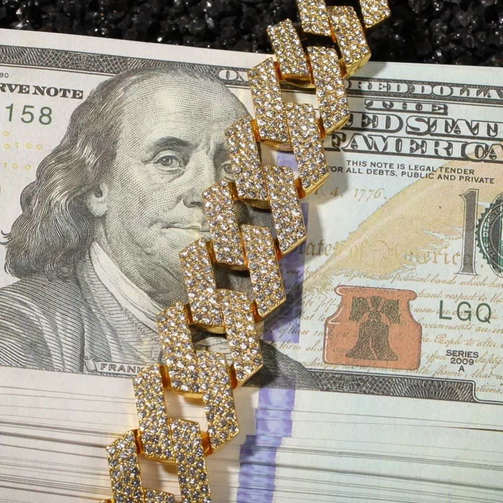 Koop UWIN 20MM Prong Miami Cubaanse Collier Armband En Set Volledige Iced Out Steentjes NE + BA Heren hiphop Sieraden Voor Gift