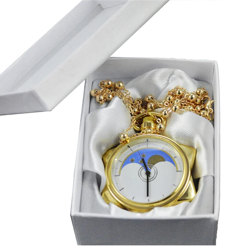 

Sailor Moon Pocket Watch Crystal Tuxedo Mask Cosplay Necklace Star Locket Watches Anime Accessory Neck Lace