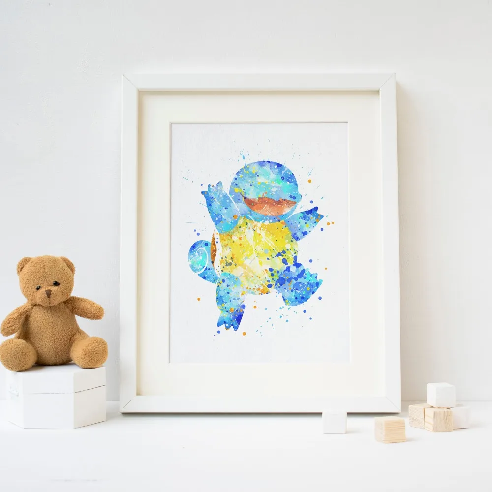 

Squirtle picture print . Pokemon Watercolor Poster Print Print Kids Room Decor boy Nursery Art Gift idea wall