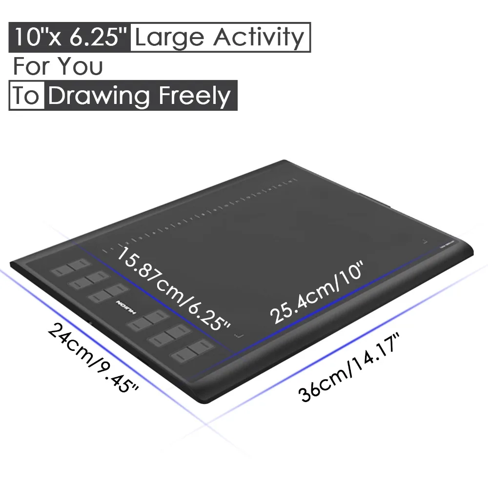 Huion nuevo 1060 Plus tableta de dibujo Digital profesional 8192 niveles de presión de pluma 12 Tablets gráficos HotKey con dos bolígrafos digitales - 2