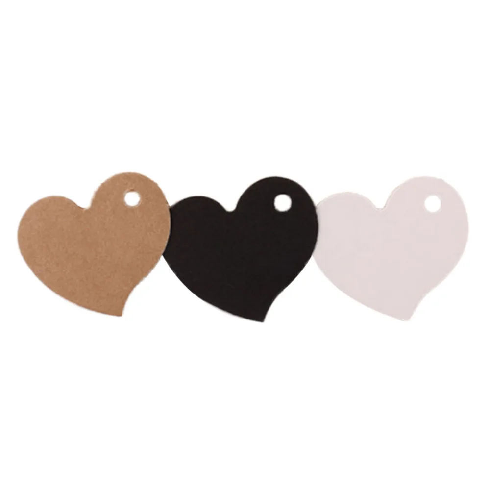 50pcs 4.5*4cm faveur de mariage cadeau étiquette bricolage étiquette prix étiquette coeur forme Kraft papier carte parti faveur 3 couleurs