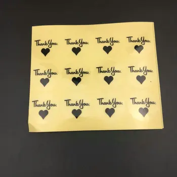 

500PC 1.18" Round Transparent Thank you With black love Heart Sealing Sticker