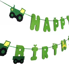 Креативный Зеленый трактор с днем рождения баннер вымпел ферма гирлянда для автомобиля для строительства автомобиля тематическая вечеринка на день рождения Декор
