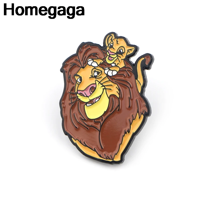 Homegaga Король Лев мультфильм Металл цинк эмаль булавки трендовые медаль рюкзак рубашка одежда сумка броши значки для мужчин и женщин D2203