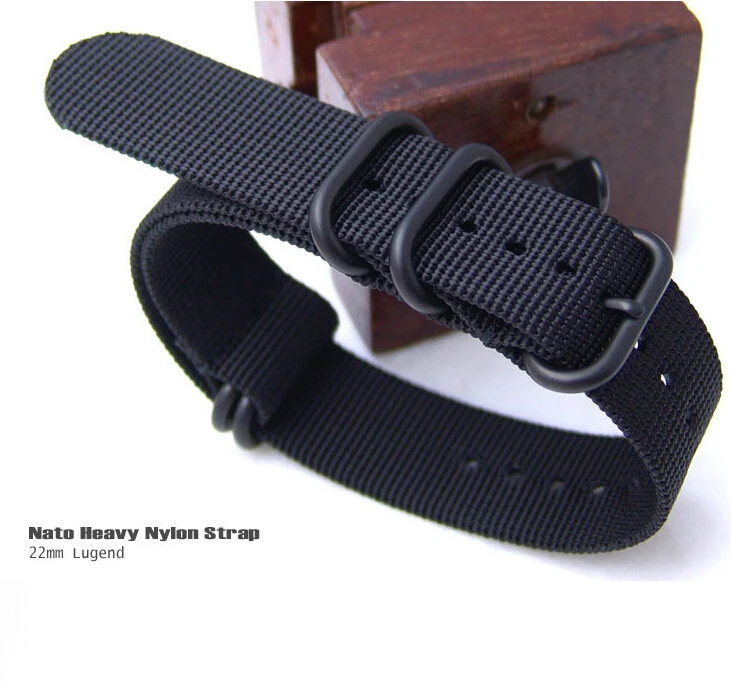 

Sport Army Police Nato Black 22mm Watch Nylon Canvas Band Straps 4 Rings NEW Heavy Duty Watchbands