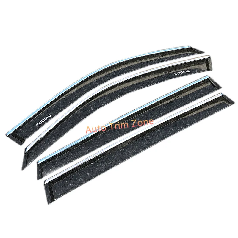 

For Skoda Kodiaq 2017 2018 2019 Plastic Outside Chromed Mouldings Side Window Deflector 4PCS