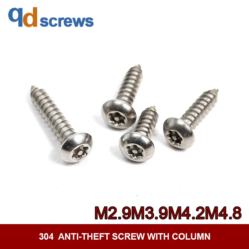 

304 M2.9M3.9M4.2M4.8 anti-theft screw with column self-tapping round six-lobe head stainless steel screw