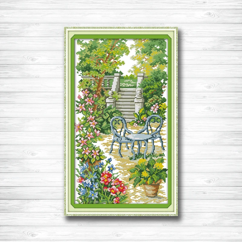 

Garden steps scenic Europe painting 14CT11CT counted cross stitch Needlework Set Embroidery kits chinese cross stitch