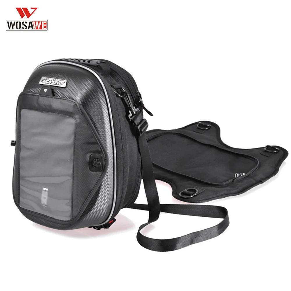 

WOSAWE Motorcycle Fuel Tank Bag Hard Shell Multi-function GPS Navigation Moto Bag With Waterproof Cover Magnetic Fixed Straps