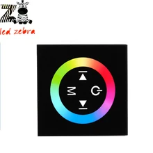 black/white glass touch panel rgb full color led controller, 3 channel wall mount led dimmer for rgb led strip dc 12 -24v