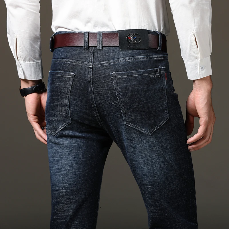 2018 новые дизайнерские мужские классические джинсы модные деловые повседневные Стрейчевые узкие джинсы мужские брюки джинсовые брюки