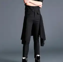 2017 Для мужчин тонкий личности штаны-шаровары обтягивающие штаны повседневные съемный юбки Штаны стилист брюки певцов DJ одежда