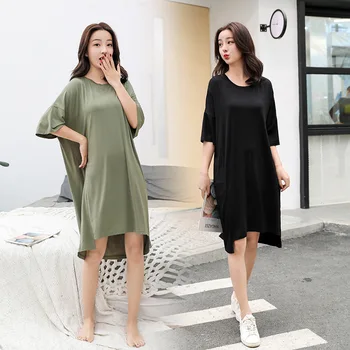 

Plus Size Nightgown Sexy Sleepwear Sleep Dress Midi Short Sleeve Nightdress Big Size Night Dress Nightwear Casual Home Dress