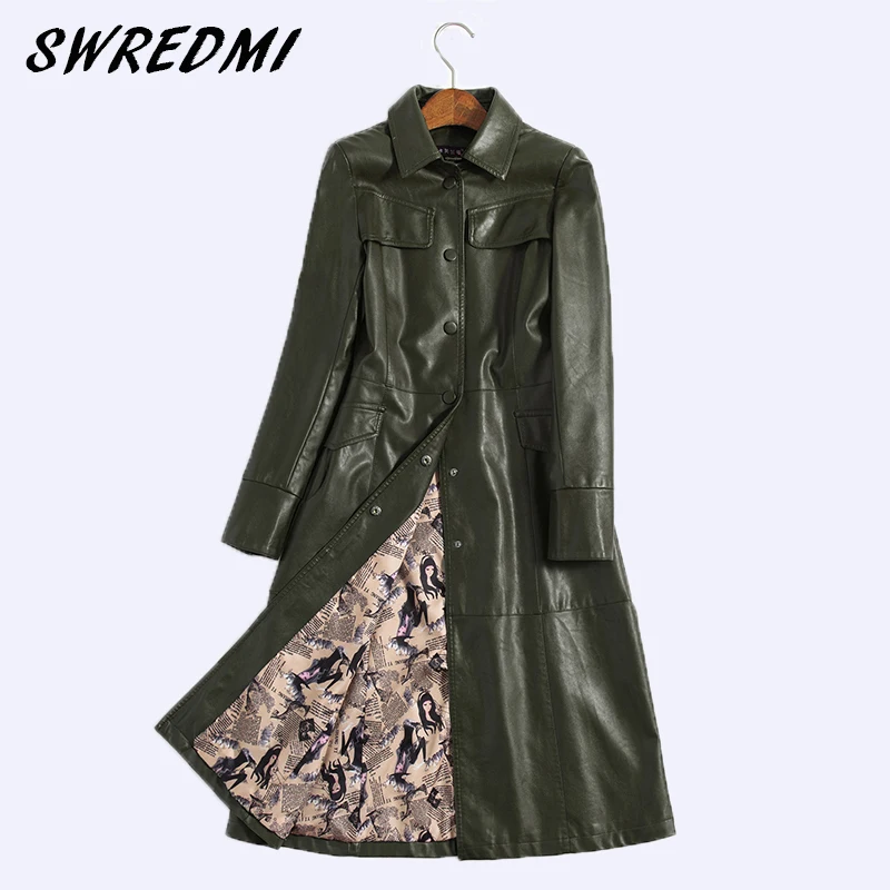 Женский кожаный Тренч SWREDMI тонкий с длинным поясом для зимы 2020|leather trench coat|fashion leather
