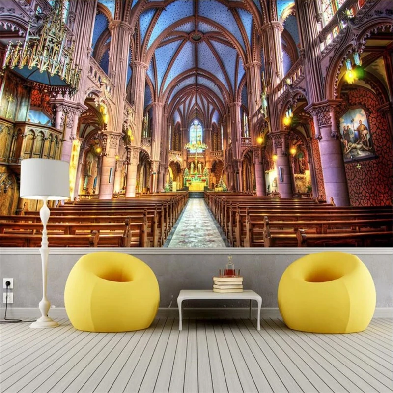 beibehang Custom wallpaper 3d murals Nordic simple beautiful church sofa background wall decorative painting mural | Обустройство
