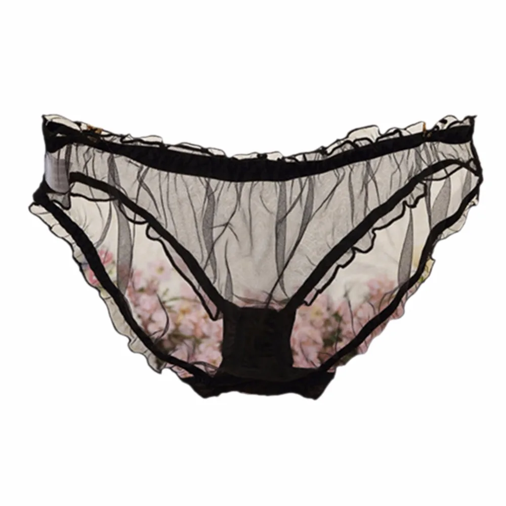 

Sexy Women's Ladies Ruffled See Through Transparent Mesh Colorful Panties Briefs Knicker Underwear 16 Colors