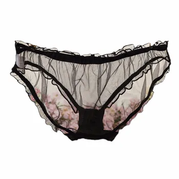

Sexy Women's Ladies Ruffled See Through Transparent Mesh Colorful Panties Briefs Knicker Underwear 16 Colors