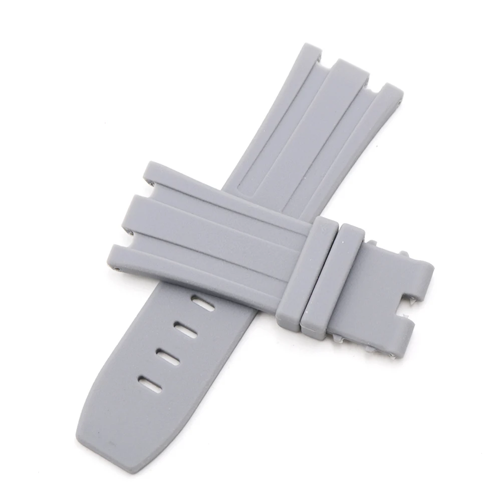 Rolamy 28mm Wholesale Grey Waterproof Silicone Rubber Replacement Wrist Watch Band Strap Belt