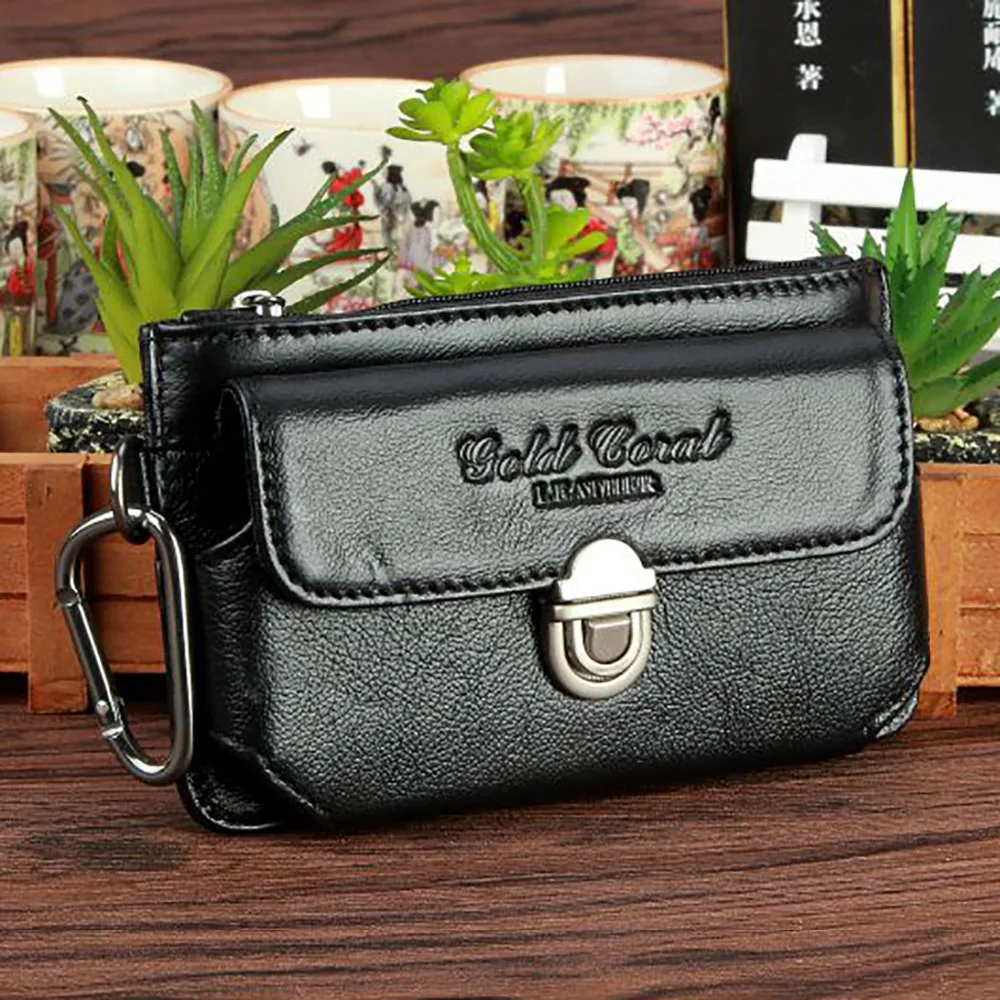 Genuine Leather Fanny Pack Men/'s Loop Skin Case Purse Belt Cell Phone Waist Bag
