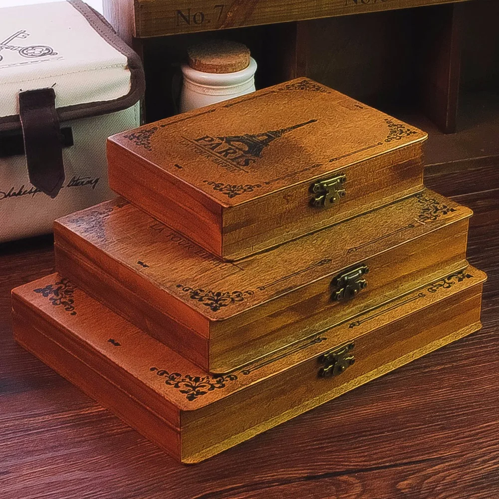 Zakka ретро-Открытки Подарочные коробки деревянная коробка плоская прямоугольная