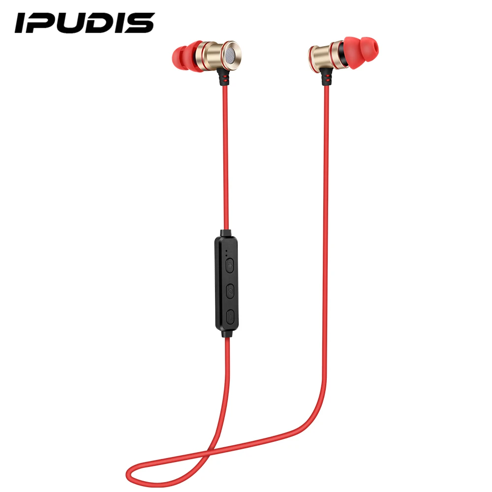 

IPUDIS Sport Bluetooth Earphone Matal Headset Wireless Earbuds Magnet Headphones with MIC