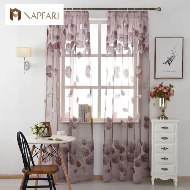 Tulle Curtain Purple Leave Transpa Sheer Fabrics For Window Tulle Curtain Purple Leave Transpa Sheer Fabrics For Window Treatments Short Curtains Living Room Modern Organza
