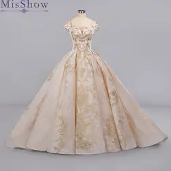 Свадебное платье цвета шампань 2019 Блестящие Блестки роскошные сверкающие Свадебные бальное платье, свадебное платье бальное платье на