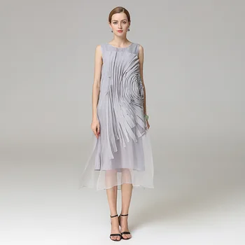 

silk floral bohemian robe femme ete 2019 summer long vintage women's beach dresses plus size loose grey organza flowers fashion