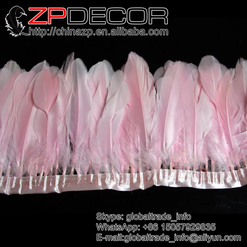 

ZPDECOR Feathers 2 Yards/lot Hand Select Best Quality PINK Goose Nagoire and Satinettes Feather Trim Dress