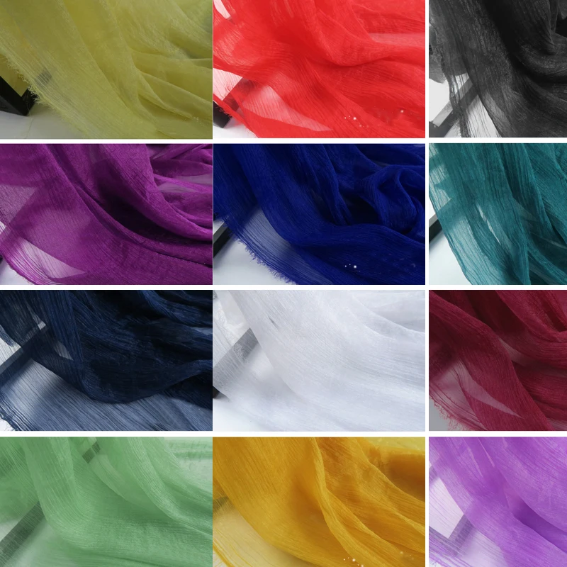 

30d thin chiffon material crinkled pleated chiffon gauze glossy