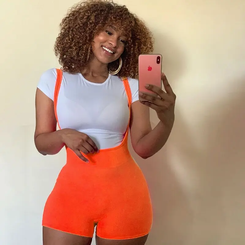 Toplook salopette extensible Shorts Woemn été 2019 néon Orange solide Slim taille haute Sexy Slim fête Shorts