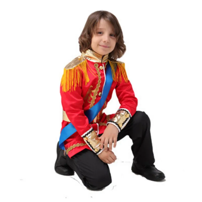 

No weapon red royal costumes for children royal prince costume boys halloween cosplay royal prince suit indian costumes for kids