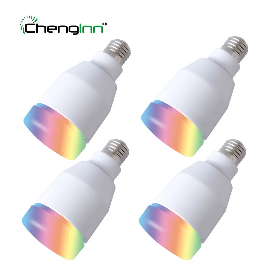 

4-Pack E27 Smart RGB Bluetooth Bulb Lamp 7W Speaker Wireless Music Playing Colorful Dimmable LED Remote Bulb Light Holiday Party