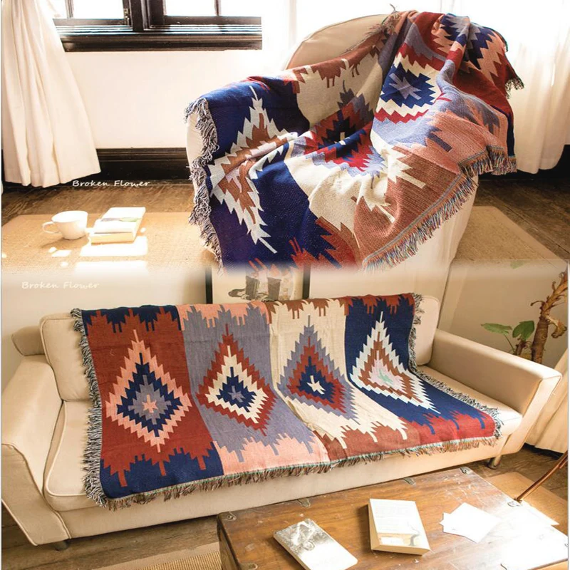 Us 2879 26 Di Scontocotone Kilim Divano Coperta Disegno Geometrico Coperta Soggiorno Camera Da Letto Tappeto Morbido Tappeto Copriletto Tovaglia