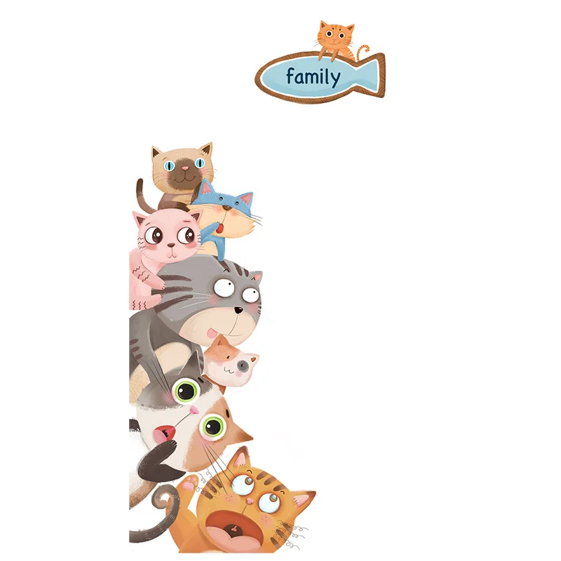 Милый Кот двери мультипликационные наклейки животных стикер стены Дети Детские комнаты домашний декор плакат обои