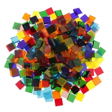 Красивые Цветной Ассорти Цвет квадратичная ясная Стекло мозаика Плитки для поделки своими руками мозаика делая около 320g мозаика Плитки 10x10 мм