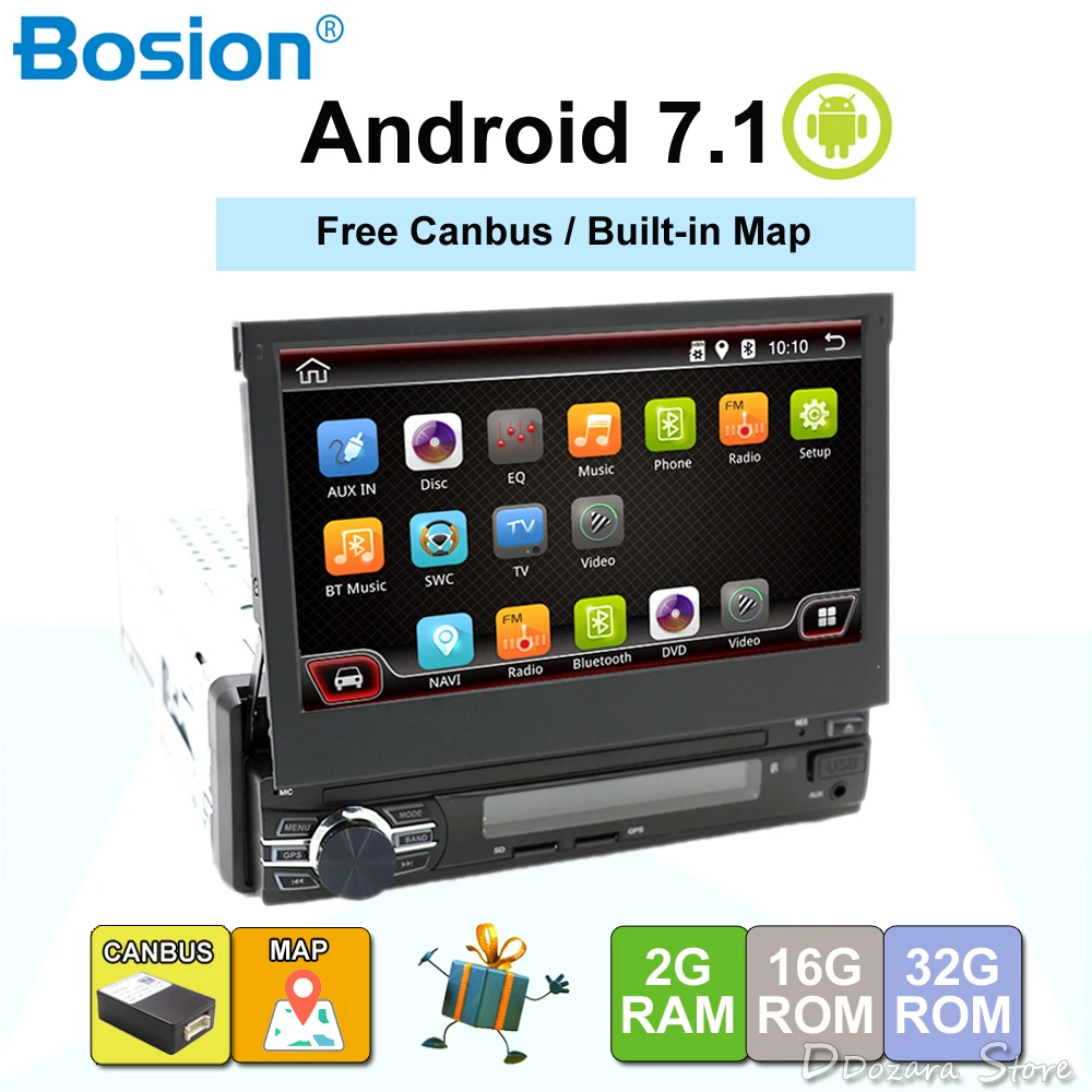 

7 inch Android 6.0 Auto Radio Stereo Single 1 din Quad Core Universal Car Media Player HD Capacitive 2GB+16GB Head Unit