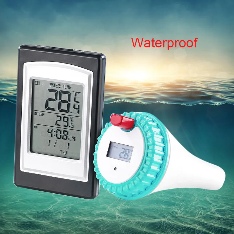 

Wireless Thermometer In Swimming Pool Spa Hot Tub Waterproof Thermometer with Large LED Display --M25