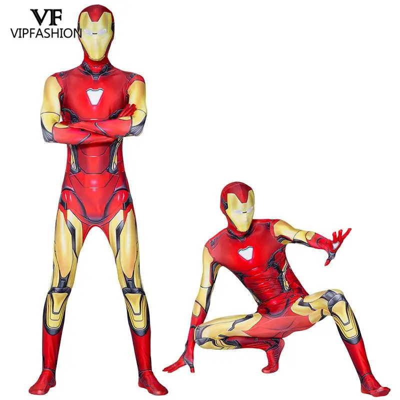 

VIP FASHION The Avengers Iron Man Costume For Men Adult Superhero Jumpsuit Bodysuit Party Clothes Halloween Costumes For Kids