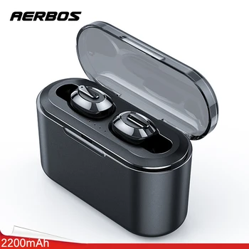 

AERBOS TWS Bluetooth Earphone T2 Wireless Headphone Bluetooth 5.0 Earphones With 2200 mAh Power Bank Running Sport Earbuds