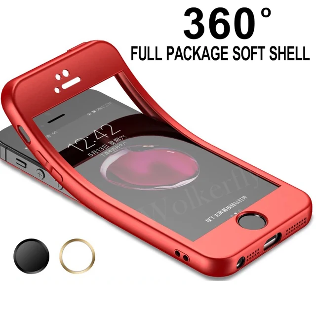360 Full body Phone Case For iphone 5s 6s 5 6 7 8 plus x Soft Silicone Cover On for iPhone 8 7 Plus X 6 Plus Luxury funda cases