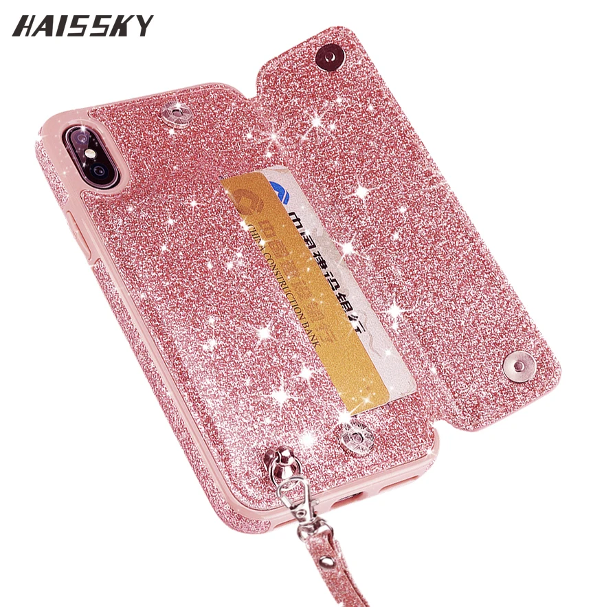 

Glitter Leather Wallet Phone Case For iPhone XS Max XR X 6 6s 7 8 Plus Case Card Holder Magnetic Cover For iPhone 5 5s SE 6 6s