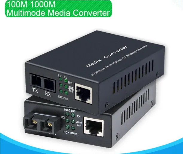 

100M Multimode Ethernet Media Converter Fiber Optic to RJ45 1000M Gigabit MM Duplex Fibra Optica Switch Transceiver FTTH 850nm